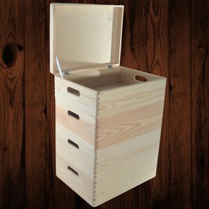 Woodeedoo 4 Tier Wooden Storage Crate Set Stackable Pine Boxes Lid Handles 40x30x53.5 Cm Woodeedoo 4 Tier Wooden Storage Crate Set Stackable Pine Boxes Lid Handles 40x30x53.5 Cm