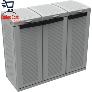Does Not Apply Grey 3 Compartment Waste Collection Recycling Cabinet In/outdoor Rubbish Bin New Does Not Apply Grey 3 Compartment Waste Collection Recycling Cabinet In/outdoor Rubbish Bin New