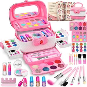 58pcs Kids Real Makeup Sets For Girls, Safe Washable Children Pretend Dress Up T 58pcs Kids Real Makeup Sets For Girls, Safe Washable Children Pretend Dress Up T