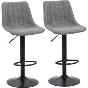 Homcom Bar Stools Set Of 2 Adjustable Swivel Bar Chairs With Backrest Grey Homcom Bar Stools Set Of 2 Adjustable Swivel Bar Chairs With Backrest Grey