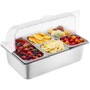 Vevor Countertop Food Serving Display Container 5 Pan Condiment Dispenser Tray Vevor Countertop Food Serving Display Container 5 Pan Condiment Dispenser Tray