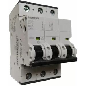 Siemens 5sy33637 Circuit Breaker - 3p 63A - 4.5k C - 3 Mod Siemens 5sy33637 Circuit Breaker - 3p 63A - 4.5k C - 3 Mod