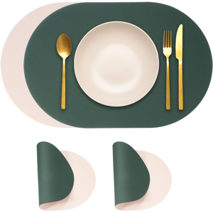 Does Not Apply Leather Placemats Sets Of 2, Pu Leather Dual Sided Oval Non-Slip Table Mats Wash Does Not Apply Leather Placemats Sets Of 2, Pu Leather Dual Sided Oval Non-Slip Table Mats Wash