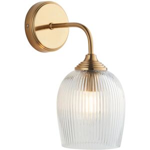 Wall Light Brass Ashcroft Brushed Aged Ribbed Glass Endon 120627 Wall Light Brass Ashcroft Brushed Aged Ribbed Glass Endon 120627
