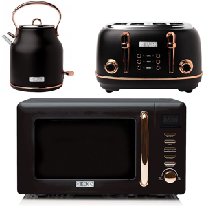 Does Not Apply Haden Kettle, Toaster & Microwave Complete Set1.7l,4 Slice, 800w- Black & Copper Does Not Apply Haden Kettle, Toaster & Microwave Complete Set1.7l,4 Slice, 800w- Black & Copper