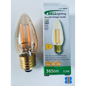 New (Box 10) Bell Lighting Led 3.3w Vintage Amber Candle Es 365lm 2200k 60810 E New (Box 10) Bell Lighting Led 3.3w Vintage Amber Candle Es 365lm 2200k 60810 E