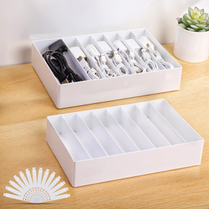 Does Not Apply Cable Storage Box Large, 2 Pcs White Cable Tidy With Adjustable Compartments, Ca Does Not Apply Cable Storage Box Large, 2 Pcs White Cable Tidy With Adjustable Compartments, Ca