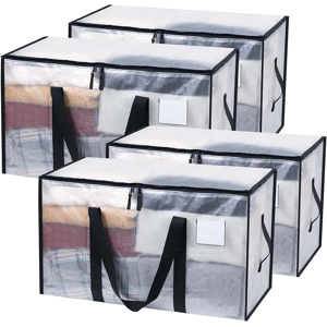 Does Not Apply 4 Pack Clear Clothes Storage Bags, 91l Heavy Duty Moving Bag, Transparent Large Does Not Apply 4 Pack Clear Clothes Storage Bags, 91l Heavy Duty Moving Bag, Transparent Large