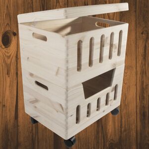 Woodeedoo Set Of 2 Large Multi-Purpose Stacking Wooden Storage Boxes With Lid And Wheels Woodeedoo Set Of 2 Large Multi-Purpose Stacking Wooden Storage Boxes With Lid And Wheels