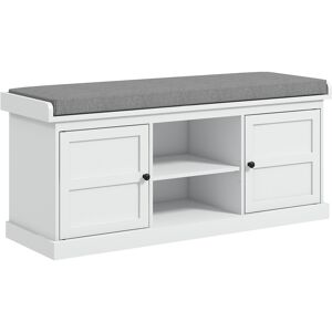 Homcom Shoe Storage Bench With Cushion 2 Cabinets For Entryway Hallway White Homcom Shoe Storage Bench With Cushion 2 Cabinets For Entryway Hallway White