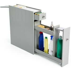 Slim Bathroom Storage Unit - Grey Slimline Narrow Cabinet W/ Shelving - Vonhaus Slim Bathroom Storage Unit - Grey Slimline Narrow Cabinet W/ Shelving - Vonhaus