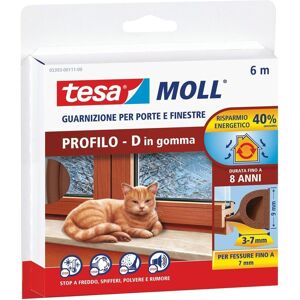 Tesa 05393-00111 Adhesive Rubber Seal For Doors Windows Profile D Brown 6m 3-7mm Tesa 05393-00111 Adhesive Rubber Seal For Doors Windows Profile D Brown 6m 3-7mm