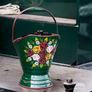 Black Country Metal Works "Royal Avon Canal" Narrowboat Hand Painted Coal Scuttle In Green Black Country Metal Works "Royal Avon Canal" Narrowboat Hand Painted Coal Scuttle In Green