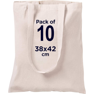 Does Not Apply Natural Cotton 10 Pack 15 X 16 Inch Reusable Grocery Bags, 5.5 Oz Cotton Canvas Does Not Apply Natural Cotton 10 Pack 15 X 16 Inch Reusable Grocery Bags, 5.5 Oz Cotton Canvas