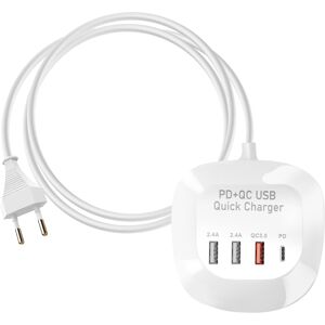 Linq Mini Multiport Charging Station 3 Usb + Usb Compact Cable 1m, White Linq Mini Multiport Charging Station 3 Usb + Usb Compact Cable 1m, White