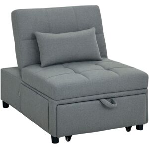Homcom 4-In-1 Pull Out Sleeper Chair Bed With Pockets, Light Grey Homcom 4-In-1 Pull Out Sleeper Chair Bed With Pockets, Light Grey