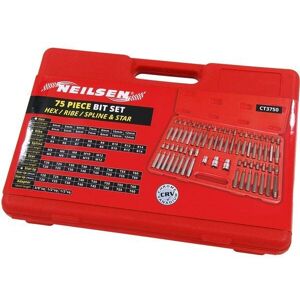 Neilsen 75pc Torx Security, Spline & Hex Bit Set Long & Short - 3/8" & 1/2" Drive + Case Neilsen 75pc Torx Security, Spline & Hex Bit Set Long & Short - 3/8" & 1/2" Drive + Case