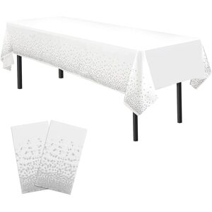 Time To Sparkle 24pcs 54 X 108 Inch White Silver Rectangle Plastic Table Cloths Time To Sparkle 24pcs 54 X 108 Inch White Silver Rectangle Plastic Table Cloths