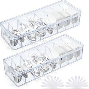 Sodial 3x(2pcs Cable Storage Box With Wire Ties, Clear Cord Storage Box Without9662 Sodial 3x(2pcs Cable Storage Box With Wire Ties, Clear Cord Storage Box Without9662