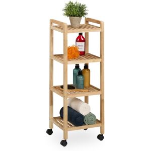 Relaxdays Bathroom Storage Shelf Wooden Rack Freestanding Kitchen Shelving Unit Wheels Relaxdays Bathroom Storage Shelf Wooden Rack Freestanding Kitchen Shelving Unit Wheels