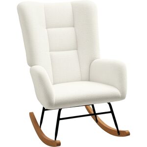 Homcom Rocking Chair, Modern Armchair With Backrest For Bedroom, Cream White Homcom Rocking Chair, Modern Armchair With Backrest For Bedroom, Cream White