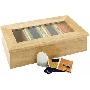 Olympia Tea Box Sachets Display Storage With Window - 4 Compartments - Wooden Finish Olympia Tea Box Sachets Display Storage With Window - 4 Compartments - Wooden Finish