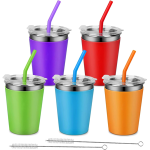 Does Not Apply 5 Pack Stainless Steel Cups With Lids And Straws, 12oz Unbreakable Iced Coffee C Does Not Apply 5 Pack Stainless Steel Cups With Lids And Straws, 12oz Unbreakable Iced Coffee C