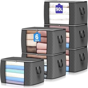 Budding Joy 6-Pack 90l Storage Bags For Clothes And Bedding - Grey Budding Joy 6-Pack 90l Storage Bags For Clothes And Bedding - Grey