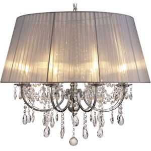 Litecraft Visconte Romanza Chandelier Grey Organza Shaded E14 8 Light - Polished Chrome Litecraft Visconte Romanza Chandelier Grey Organza Shaded E14 8 Light - Polished Chrome