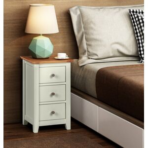 Hallowood Furniture Bedside Table, Small 3-Drawer Wooden Side Lamp Table, Oak Off White Nightstand Hallowood Furniture Bedside Table, Small 3-Drawer Wooden Side Lamp Table, Oak Off White Nightstand