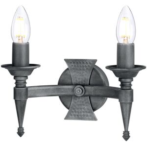 Loops Twin Wall Light - Wrought Iron Beaten Metal Black Silver LED E14 60W Loops Twin Wall Light - Wrought Iron Beaten Metal Black Silver LED E14 60W