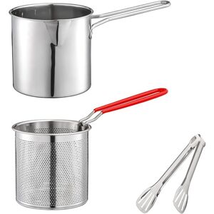 Sodial 4x(Japanese Tempura Frying Pot With Strainer Basket Tong For French Fries7019 Sodial 4x(Japanese Tempura Frying Pot With Strainer Basket Tong For French Fries7019