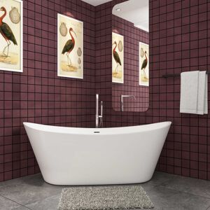 Aica Double Ended Bathtub White Acrylic 1700x720mm Modern Freestanding High Quality Aica Double Ended Bathtub White Acrylic 1700x720mm Modern Freestanding High Quality