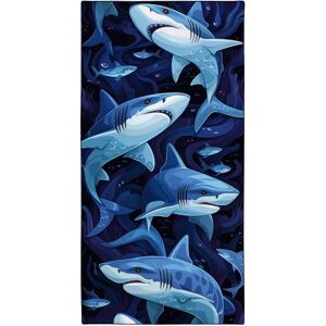 Blue Sharks Beach Towels For Adults Extra Large 180 X 90 Cm, Microfibre Quick Dr Blue Sharks Beach Towels For Adults Extra Large 180 X 90 Cm, Microfibre Quick Dr