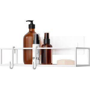 Umbra Cubiko Corner Shower Shelf With Hooks, No Drill Shower Caddy, Metal, Whit Umbra Cubiko Corner Shower Shelf With Hooks, No Drill Shower Caddy, Metal, Whit