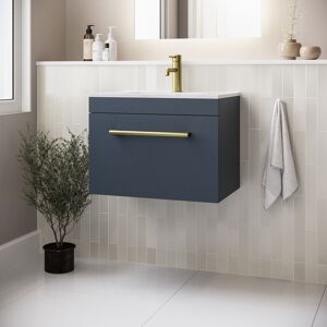 Ashford 600mm Blue Wall Hung Vanity Unit With Basin And Brass Handl Bun/beba_27090/77664 Ashford 600mm Blue Wall Hung Vanity Unit With Basin And Brass Handl Bun/beba_27090/77664