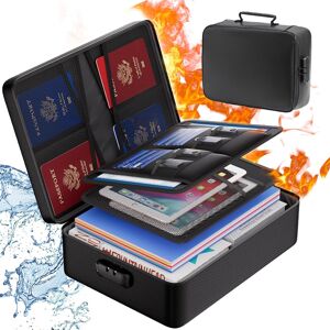 Hiyaa Fireproof Document Box, 3-Layer Portable Large Capacity Water Resistant Storage Hiyaa Fireproof Document Box, 3-Layer Portable Large Capacity Water Resistant Storage