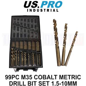 Us Pro Industrial 99pc M35 Cobalt Metric Drill Bit Set 1.5 - 10mm 7086 Us Pro Industrial 99pc M35 Cobalt Metric Drill Bit Set 1.5 - 10mm 7086