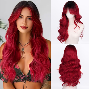 Does Not Apply Long Wave Omber Red Wigs For Women Synthetic Hair Heat Resistant Wig Daily Use Does Not Apply Long Wave Omber Red Wigs For Women Synthetic Hair Heat Resistant Wig Daily Use