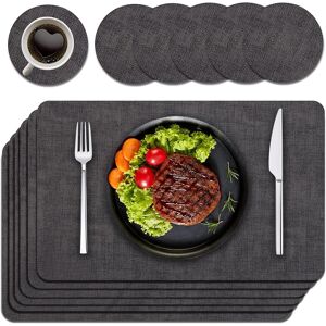 Placemats And Coaster Sets 6, Christmas Table Mats Pu Leather Heat-Resistant Was Placemats And Coaster Sets 6, Christmas Table Mats Pu Leather Heat-Resistant Was