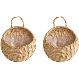 Sodial 3x(Wall Mounted Natural Wicker Flower Basket Flower Pot, Rattan Vase Basket2726 Sodial 3x(Wall Mounted Natural Wicker Flower Basket Flower Pot, Rattan Vase Basket2726