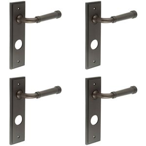 4 Pack Elegant Dark Bronze Bathroom Door Handle With Backplate - Solid Variant 1 4 Pack Elegant Dark Bronze Bathroom Door Handle With Backplate - Solid Variant 1