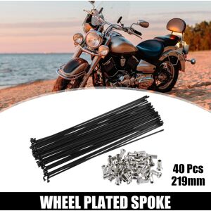X Autohaux 40 Pcs Bicycle Carbon Steel Spokes 12g Bike Spokes 219mm With Nipples Black X Autohaux 40 Pcs Bicycle Carbon Steel Spokes 12g Bike Spokes 219mm With Nipples Black