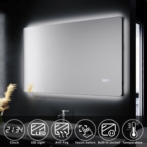 Elegant Illuminated Bathroom Mirror With Led Light Shaver Socket Demister Clock 1000×600 Elegant Illuminated Bathroom Mirror With Led Light Shaver Socket Demister Clock 1000×600