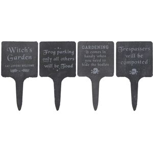 Something Different Gothic Garden Plaque Set (Pack Of 4)One Size Black/white Sd Something Different Gothic Garden Plaque Set (Pack Of 4)One Size Black/white Sd