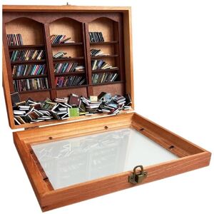 Sodial 2x(Relief Anxiety Bookshelf With 200 Book Miniature Wooden Bookshelf7884 Sodial 2x(Relief Anxiety Bookshelf With 200 Book Miniature Wooden Bookshelf7884