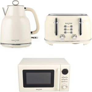 Salter Retro Cream Set, Rapid Boil Kettle, 4-Slice Toaster, Digital Microwave Salter Retro Cream Set, Rapid Boil Kettle, 4-Slice Toaster, Digital Microwave