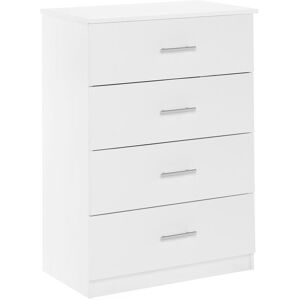 Furinno Tidur Simple Design 4-Drawer Dresser With Handle, Solid White Furinno Tidur Simple Design 4-Drawer Dresser With Handle, Solid White