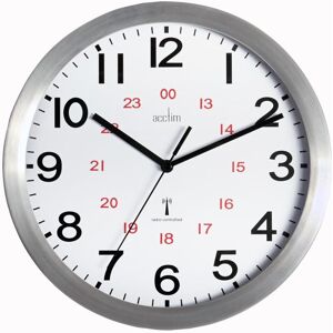Acctim - Radio Controlled 24hr Wall Clock 25cm - Brushed Aluminium Acctim - Radio Controlled 24hr Wall Clock 25cm - Brushed Aluminium