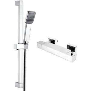 Delphi Swanley Modern Thermostatic Square Bar Mixer Shower & Shower Kit - Chrome Delphi Swanley Modern Thermostatic Square Bar Mixer Shower & Shower Kit - Chrome